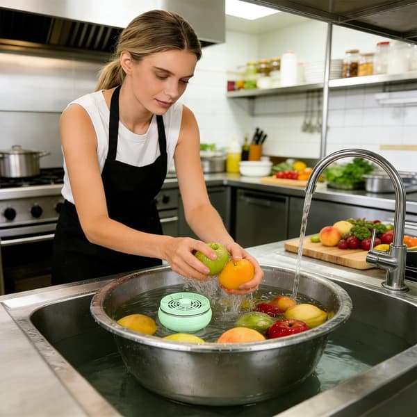 Portable Food Cleaning Machine, Fruit and Vegetable Purifier, 4-Mode Multifunctional Washer, Compact Kitchen Cleaner for Meat, Seafood, Grains