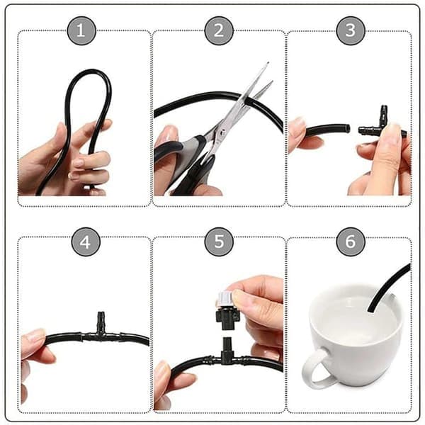 Misting Irrigation System - Portable Automatic Watering, 12 Spray Nozzles, 10m Hose