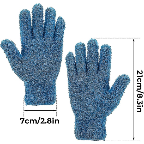 2 Par Mikrofiber Dammhandskar Flexibla Och Bekväma Dammhandskar Mörkblå+gul