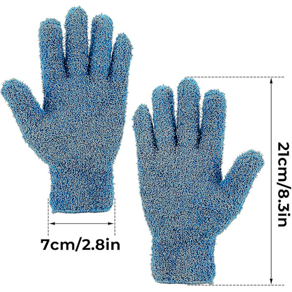 2 Par Mikrofiber Støvmotter Fleksible Og Praktiske Støvhansker Mørk Blå+gul