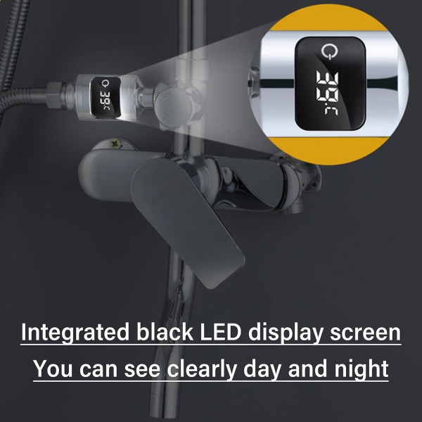 Duschpyrometer LED Digital Display Baby Celsius Pyrometer för kök för hembadrum (si Silver