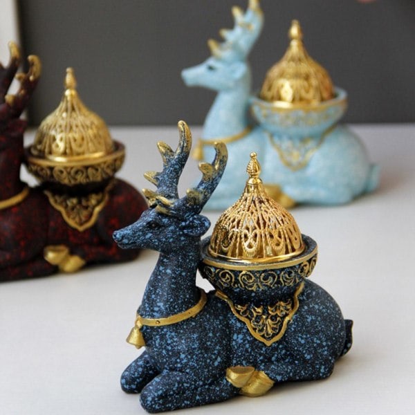 1/2 Elefantstatue Røgelsesbrænder Røgelseskar Røgelsesholder til Lyseblå 11,5x5,5x12,5cm 1 Sæt