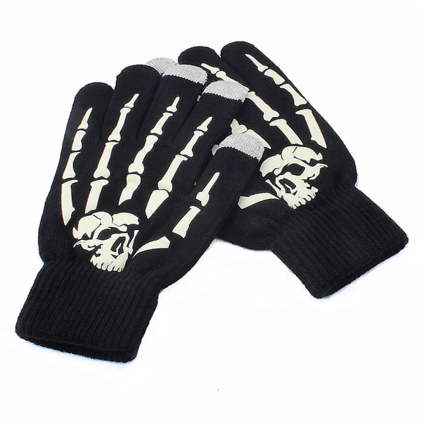 Skull Gloves Touch Screen Skull Gloves Glow in the Dark Halloween-tillbehör
