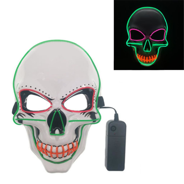 Halloween LED-maske Skræmmende kranium Farverig oplyst maske Cosplay El Wire kostumemaske Julefestgaver til mænd, kvinder