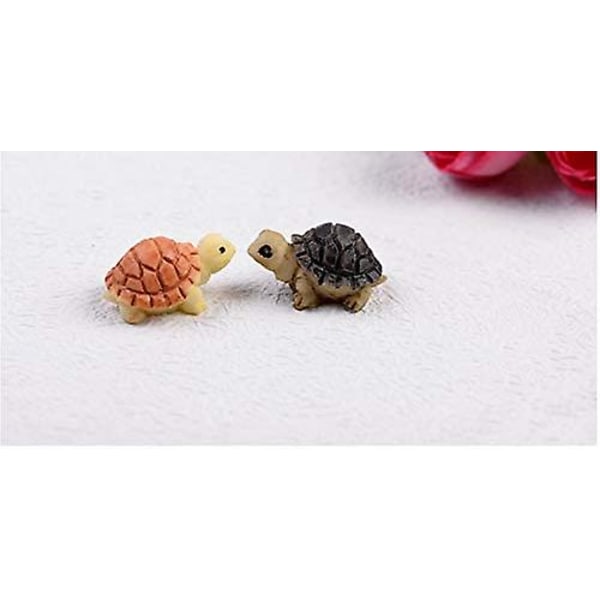 Mini Skildpadde Model Fe Have Miniature Hjem Terrarium Hjem Desktop Sukkulenter Mikro Landskab Dekoration (6 stk, Gul + Sort)