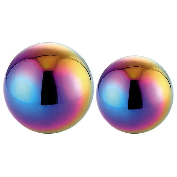 2 stk Rustfritt Stål Kule Speiloverflate Kule Dekorativ Kule Seende Kule Utendørs Ornament Fargerik 15 Colorful 15x15cm