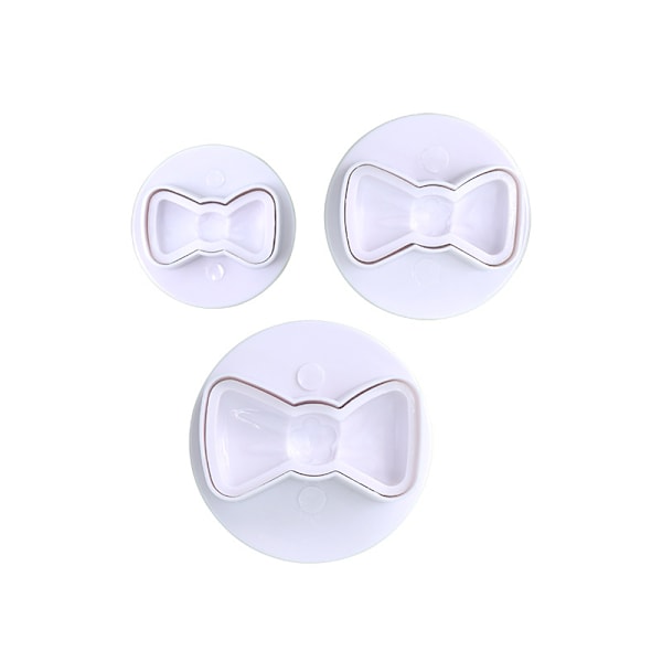 3 stk/sett Plast 3D Mini Sløyfeknute Form DIY Fondant Stempel Kutter Kakeform Sløyfe Kjeks Cupcake Topper Form Baking