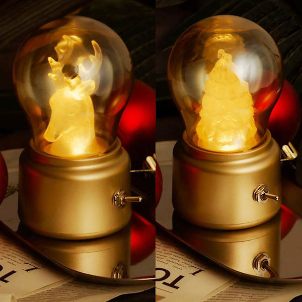 Mini LED skrivebordslampe Trådløs Batteridrevet nattlys Retro lys skrivebordslampe Juletrær