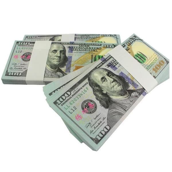 Toy Money - 100 US Dollars (100 bills) Grey gray Grey gray