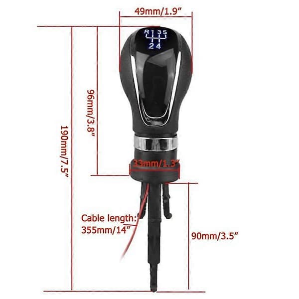 5-speed Gear Shift Knob Leather Gear Shift Handle with LED Backlight for Buick Excelle GT/X