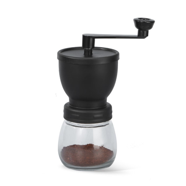 Manuell kaffekvarn med keramiska grader, handkaffekvarn med två glasburkar, borste och matsked