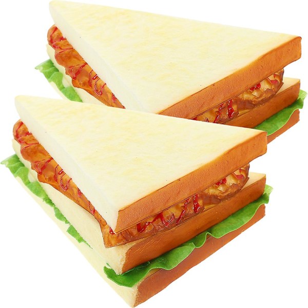 2pcs Artificial Sandwich Fake Sandwich Simulation Food Model Kitchen Sandwich Photo PropAssorted Col