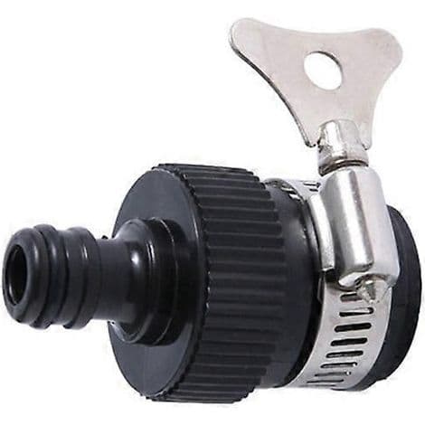 Universal gummikranforbindelse med metallklemme og adapter for vannslange.