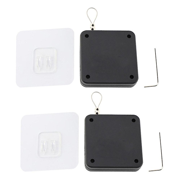 2 stk. Punc-fri Dørlukker med Udtrækkelig Kabel til Hjemmet (sort) Sort 6,3X6,3CM