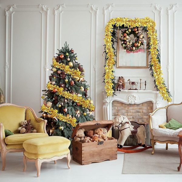 10 stycken julglittergirlang Vridet metallglitter Glansigt hängande kransprydnader för julgran Festtillbehör inomhus och
