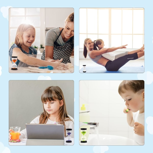 Färgglada Sandtimmar från Hourglass 1/3/5/10/15/30 Minuter Sandglas Timer med Skyddande Omslag (Paket med 6) Flerfärgad