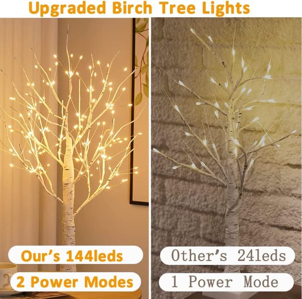 Birch Tree with Lights, 144 LED Lights, Tabletop Bonsai Tree, Artificial Tree for Wedding, Party, Indoor Gift