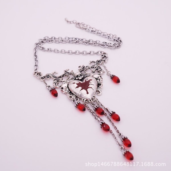 En uppsättning av 1 Fashion Red Drip Diamond Crystal Stud örhängen Halsband för kvinnorA