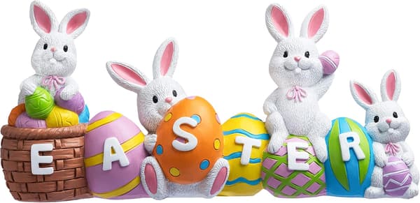 Påskehareegg med  \"Påske \" Resin Midtstykke 4 Kanin og Egg Borddekorasjon Påskeform