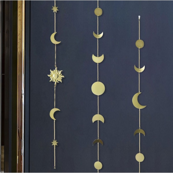 3 kpl Kuun Vaiheiden Garland Metal Boho Chic Kuun Vaiheiden Koriste Seinälle Seinäripustus Koristeet Asunnon Yliopiston Huoneen Toimiston Lastenhuoneen Olohuoneen Makuuhuoneen Koriste