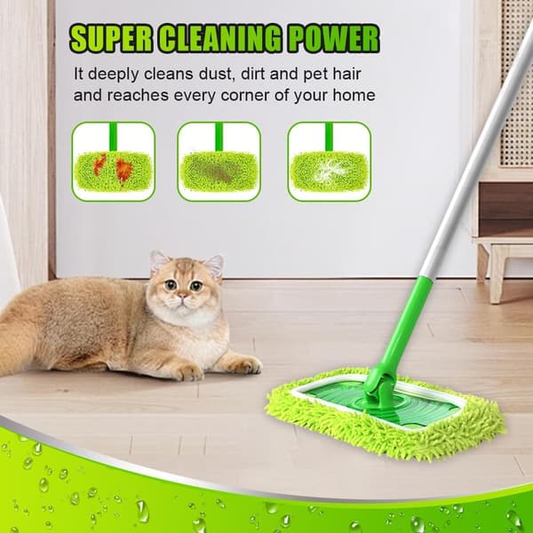 2-pack mikrofiber återanvändbara mopprefiller, moppdynor, kompatibla med Swiffer plattmoppar