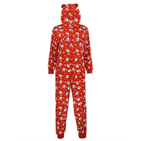 Christmas Jumpsuit, Nyhed Juletryk Langærmet Rullebukser, Sjov En integreret hel pyjamas Wit Red S