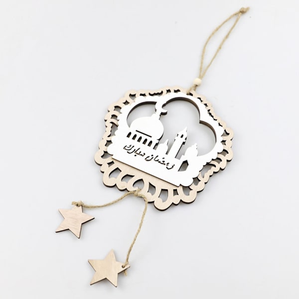 Stil 1 Trä Mubarak Hängande Ornament Måne Stjärna Slott Trähantverk Stil 1