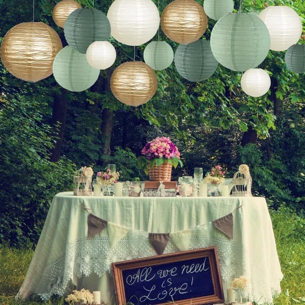 Decorative Paper Lanterns, Round Hanging Paper Lantern Decorations for Rustic Party Bridal Shower Wedding 15 pcs
