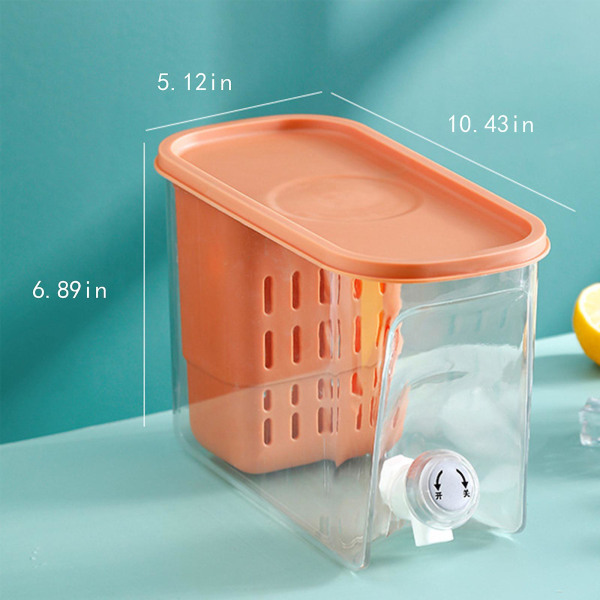 3,6l kald vannkoker med kran i kjøleskap, stor kapasitet for oppbevaring av fruktjuicedispenser med T Orange 3.6L