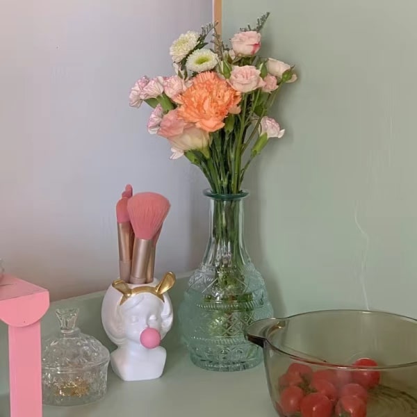 Jente med såpebobler Blomsterpotte Tørr Vase Hjemmedekorasjon Ornamenter Bordkunst Statue - Morsom Hodevase Statue Plantepotte Jente