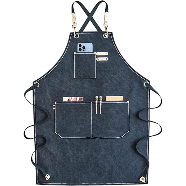 Justerbar Stor Plus Size Canvas Förkläde med Fickor För Män och Kvinnor Vattentätt Tjock Canvas Förkläde