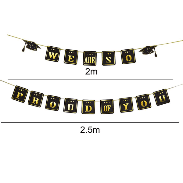 42 stk Svarte Ballonger - Dekorsett for Graduation Party - Klasse 2020 Dekorasjoner - Graduation Supplies Banner Li M