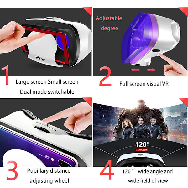 VR-glasögon, Speciellt för Mobiltelefon, 3D-Bioglasögon, Passar för Nuvarande Smarttelefon, Blå