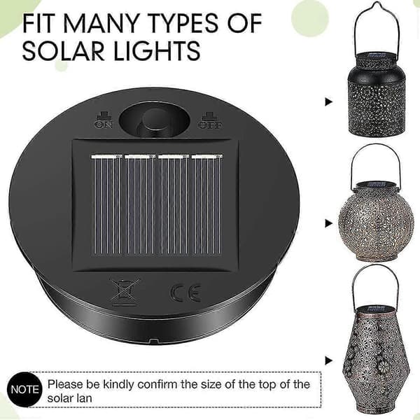 6 stk. solcellelamper erstatningstopp 7 lumen solcellelyktedeler LED solcellepanel lyktelokklys