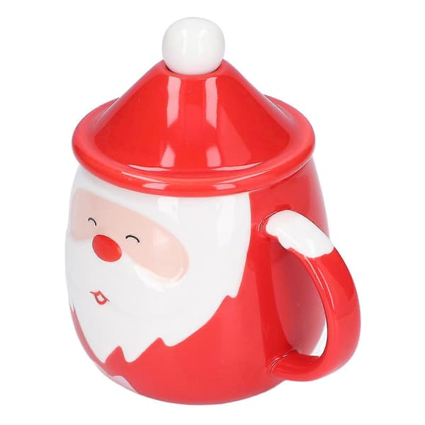 450 ml Ceramic Tea Coffee Mug with Lid and Spoon for Christmas Home Use