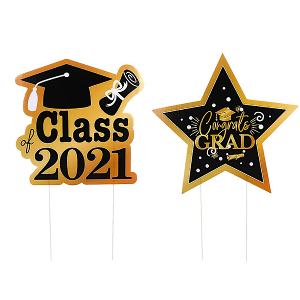 2 stk Utendørs Dekor 2021 Grad Skilt 2021 Graduation Hageinnsatser Graduation Party SuppliesAssorted Co