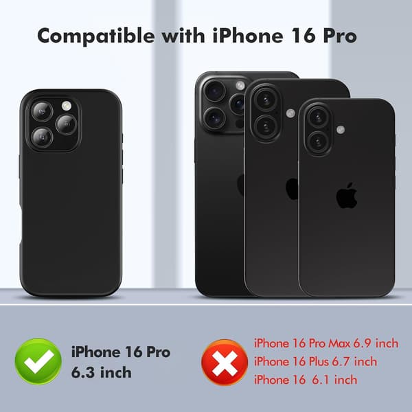 Silicone Case Compatible with iPhone 16 Pro Max Case Soft Ultra-Thin Protective Shockproof Liquid Silicone Phone Case, 6.1 \" Midnight Black