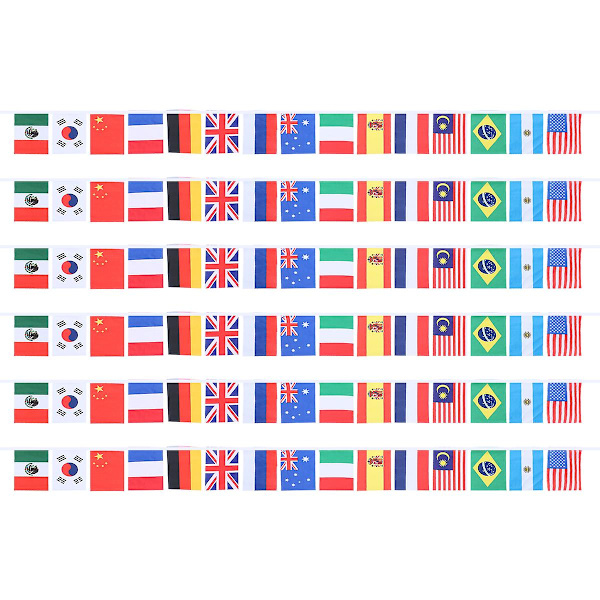 6 stk. Verdensflag Bunting Polyester Flagger International Bunting Banner Pynt 500X21CM