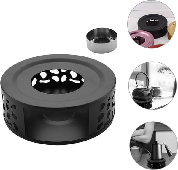 Telysholder – Tekannevarmer – Varmer – Rustfritt stål – Svart – 15 cm