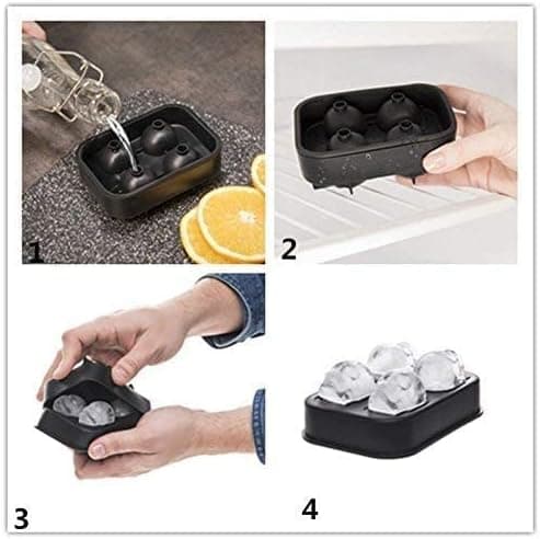 3D Skull Ice Cube Mold 2-pack Easy Release Silicone Tray 8 Cute Ice Cubes For Cocktails And Drinks Black