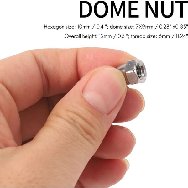 Gjengediameter 304 Rustfritt Stål Dome Hette Muttere Sekskant Hylsemuttere 20 Stykker