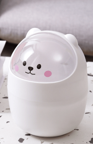 White and Transparent Lid, Cute Mini Desktop Trash Can