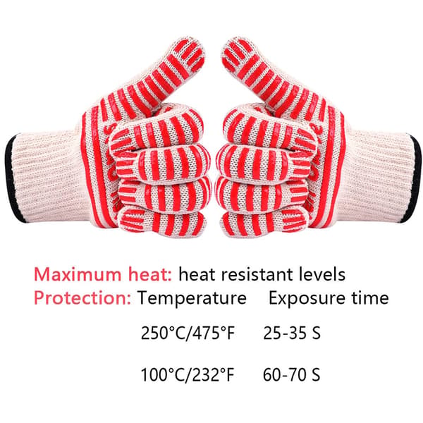 Non-slip Silicone Kitchen Gloves Five Fingers (Red (2 pcs))