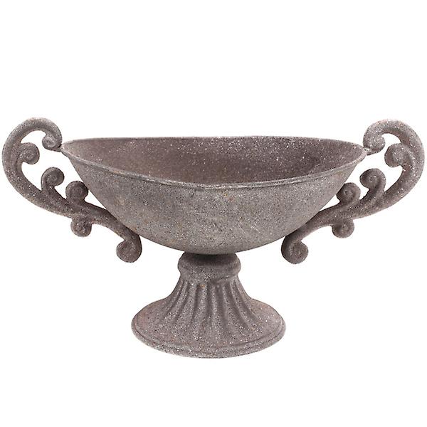 Metallisk Vintage Blomkruka Inomhus Utomhus Blomsterarrangemang Kruka Dubbelörad Blomkruka Grå 26x13x15.5c Grey 26x13x15.5cm