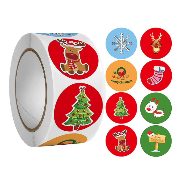 500 st/rulle Tecknad julklappsförpackning Förpackningsetikett Klistermärke för hemmet självförpackningC80
