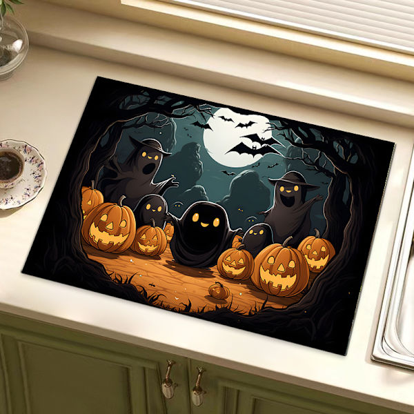 Pöytäliinat, 4 kpl, pestävät sisä- ja ulkokäyttöön, Halloween-aiheiset, kestävät, liukumattomat, lämmönkestävät pöytäliinat