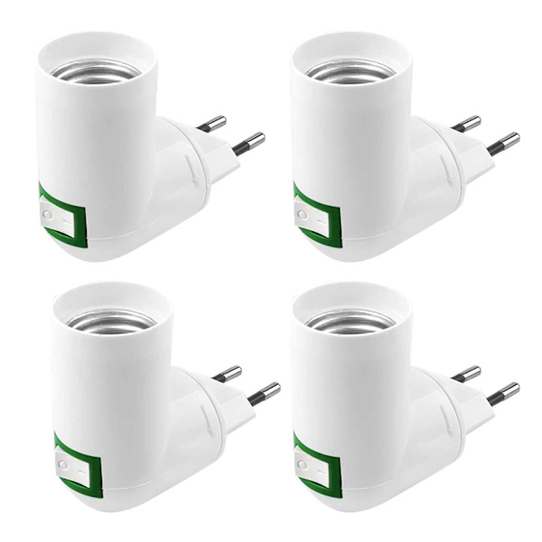 Pieces E27 Socket with Switch AC 220V Construction Socket Electrical Socket for E27 Adapter Kitchen Lamp (White)