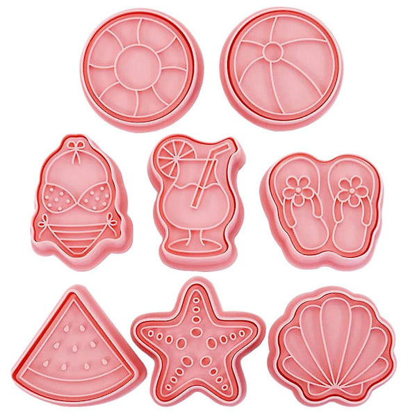 8 stk. Hawaiianske Kageudstansere Kageudstansere DIY Silikon Kageudstanser Form Pink 5.2X5.2X1.5CM