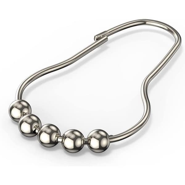 Duschdraperiringar, set om 12, rostfritt stål, silver