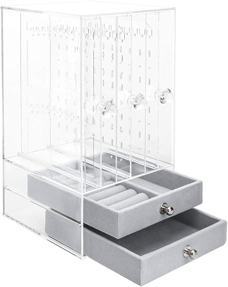 Set med 2 smyckesförvaring, smyckesdisplayhållare, transparent Acr